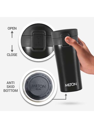 300ml Vacuum Insulated Travel Coffee Mug with Strainer & Lid, Keeps Drinks Hot & Cold, 18/8 Stainless Steel Tumbler, Double-Walled Thermos Flask with Inner Copper Coating for Cappuccino Black 300ml - view 3