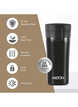 300ml Vacuum Insulated Travel Coffee Mug with Strainer & Lid, Keeps Drinks Hot & Cold, 18/8 Stainless Steel Tumbler, Double-Walled Thermos Flask with Inner Copper Coating for Cappuccino Black 300ml - view 4