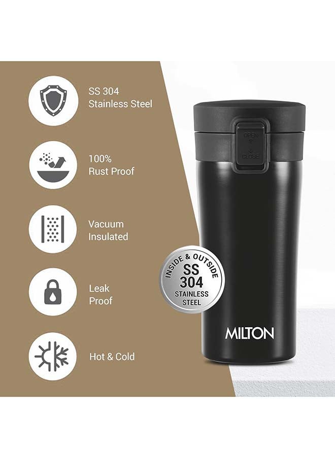 Milton 300ml Vacuum Insulated Travel Coffee Mug with Strainer & Lid, Keeps Drinks Hot & Cold, 18/8 Stainless Steel Tumbler, Double-Walled Thermos Flask with Inner Copper Coating for Cappuccino Black 300ml - Image 4