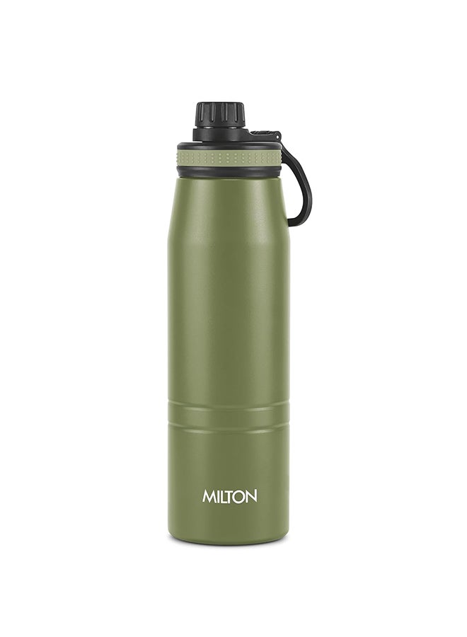Milton Sparkle Flask 1 Litre (920 ml) Stainless Steel Water Bottle – Vacuum Insulated to Keep Drinks Hot or Cold for Long Hours, Easy Sip Cap with Handle, Military Green Military Green 925ml - Image 1