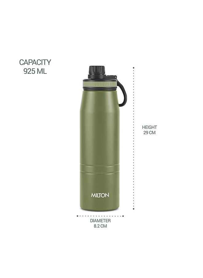 Milton Sparkle Flask 1 Litre (920 ml) Stainless Steel Water Bottle – Vacuum Insulated to Keep Drinks Hot or Cold for Long Hours, Easy Sip Cap with Handle, Military Green Military Green 925ml - Image 5