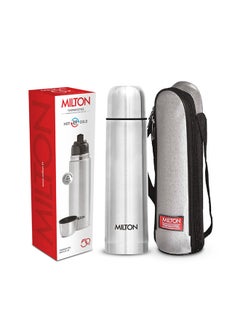 Milton 500ml Thermosteel Flask with Jacket, Keeps Drinks Hot and Cold for 24 Hours, 18/8 Stainless Steel, Double-Walled Vacuum Insulated Water Bottle with Inner Copper Coating - Flip Lid Silver 500ml  - Image 1
