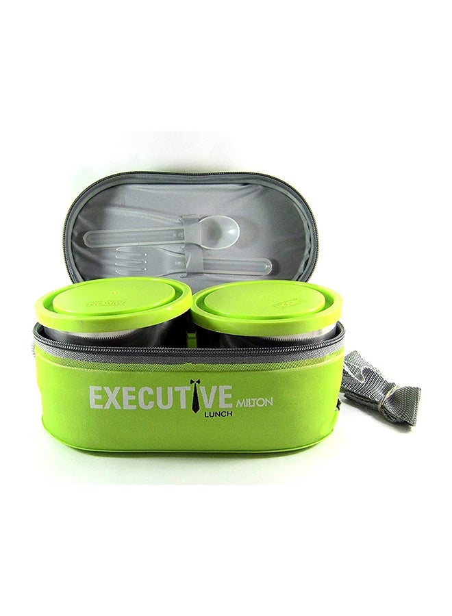 Milton 6-Piece Lunch Box Set with Insulated Bag & Cutlery - Includes Microwave Safe Oval Plastic Container (450ml) & 2 Stainless Steel Containers (280ml Each), Keeps Food Hot - Executive Green Green 450ml - Image 3