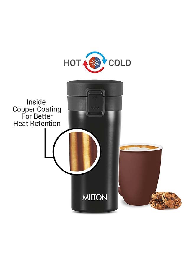 Milton 350ml Vacuum Insulated Travel Coffee Mug with Strainer & Lid, Keeps Drinks Hot & Cold, 18/8 Stainless Steel Tumbler, Double-Walled Thermos Flask with Inner Copper Coating for Cappuccino Black 350ml - Image 2