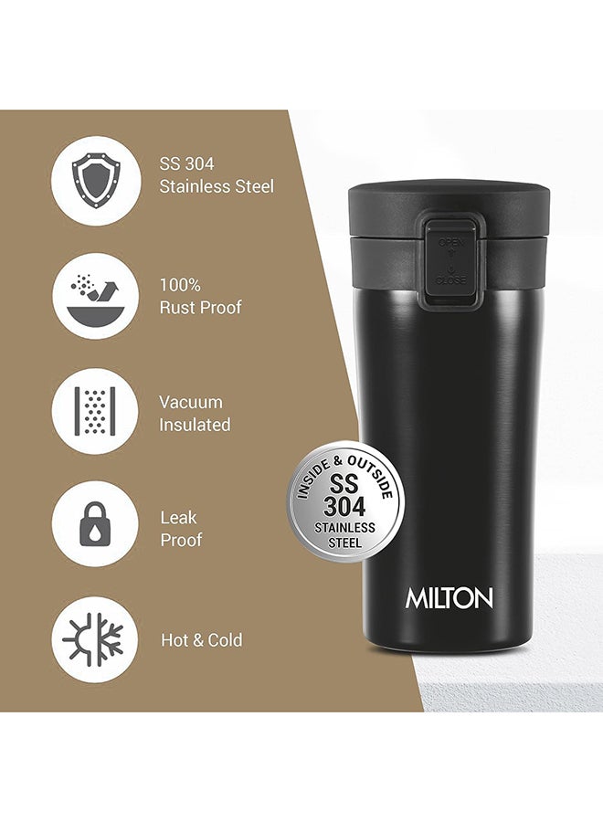 Milton 350ml Vacuum Insulated Travel Coffee Mug with Strainer & Lid, Keeps Drinks Hot & Cold, 18/8 Stainless Steel Tumbler, Double-Walled Thermos Flask with Inner Copper Coating for Cappuccino Black 350ml - Image 4