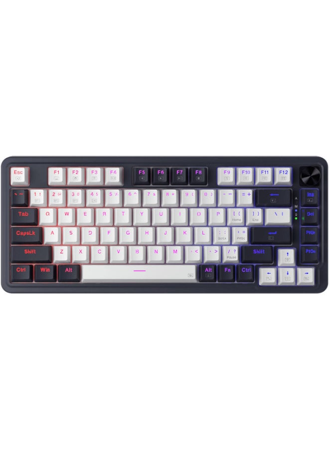 REDRAGON K673 PRO 75% Wireless Gasket Mechanical Keyboard – 81 Keys Compact Layout, Hot-Swappable 3/5-Pin Switches, RGB Backlit, Dedicated Control Knob, USB-C Wired / Bluetooth 3.0 & 5.0 / 2.4GHz Wireless, Noise Dampening PO Foam & Silicone Pads, Linear Red Switch | K673WB-RGB-PRO - Image 1