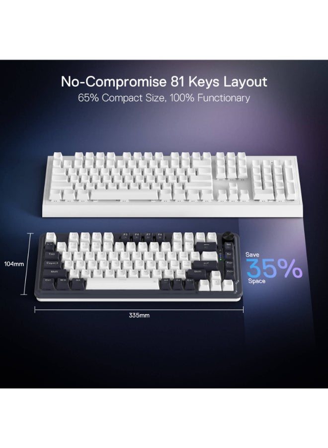 REDRAGON K673 PRO 75% Wireless Gasket Mechanical Keyboard – 81 Keys Compact Layout, Hot-Swappable 3/5-Pin Switches, RGB Backlit, Dedicated Control Knob, USB-C Wired / Bluetooth 3.0 & 5.0 / 2.4GHz Wireless, Noise Dampening PO Foam & Silicone Pads, Linear Red Switch | K673WB-RGB-PRO - Image 3