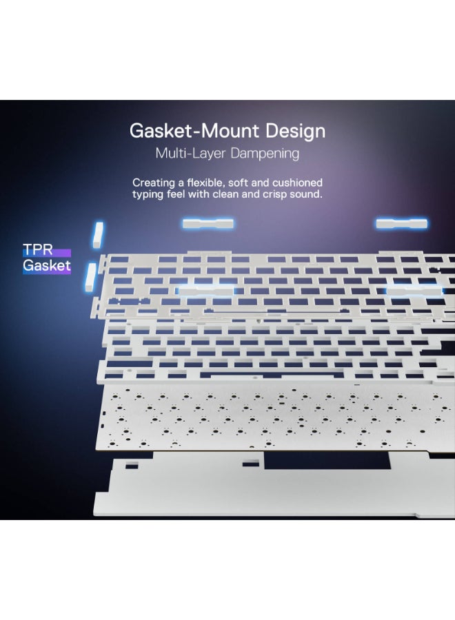 REDRAGON K673 PRO 75% Wireless Gasket Mechanical Keyboard – 81 Keys Compact Layout, Hot-Swappable 3/5-Pin Switches, RGB Backlit, Dedicated Control Knob, USB-C Wired / Bluetooth 3.0 & 5.0 / 2.4GHz Wireless, Noise Dampening PO Foam & Silicone Pads, Linear Red Switch | K673WB-RGB-PRO - Image 4