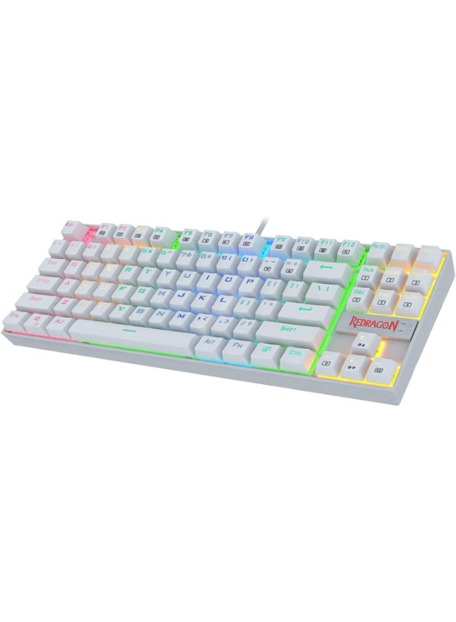 REDRAGON K552 Pro KUMARA 87 Key RGB LED Backlit Mechanical Wired illuminated Gaming Keyboard - White - Image 1