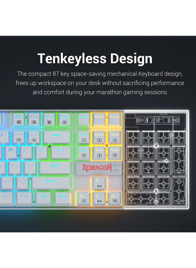 REDRAGON K552 Pro KUMARA 87 Key RGB LED Backlit Mechanical Wired illuminated Gaming Keyboard - White - Image 5