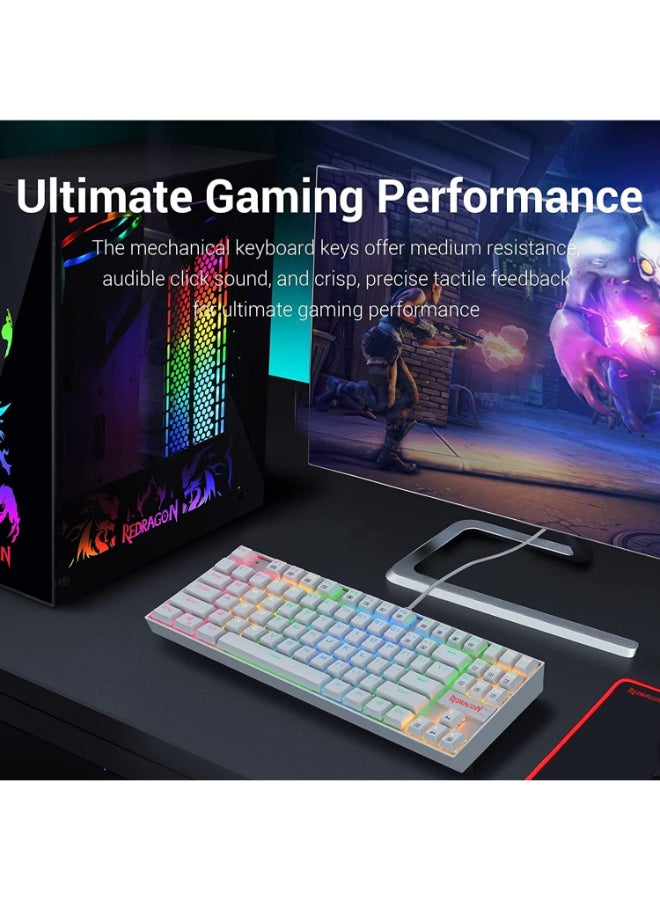REDRAGON K552 Pro KUMARA 87 Key RGB LED Backlit Mechanical Wired illuminated Gaming Keyboard - White - Image 2