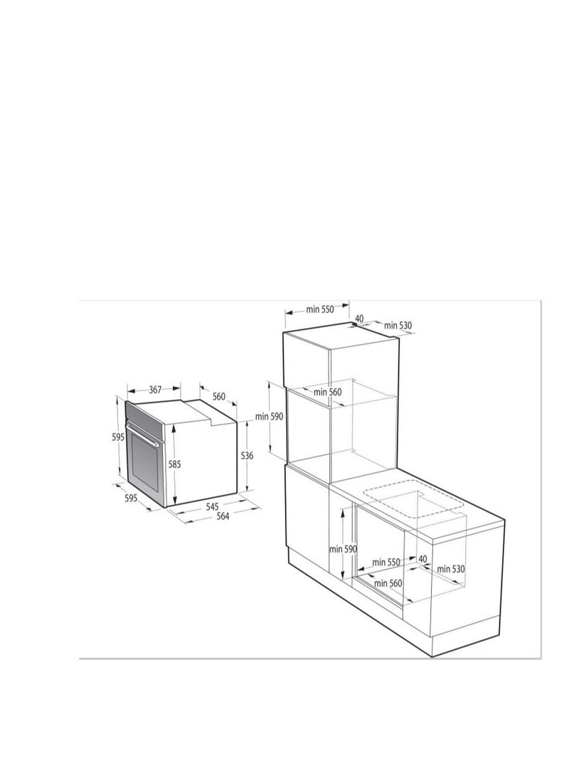 Gorenje Electric Built In Oven With Grill 84 Liters 60 Cm Multi-Function Stainless Steel BO6712E02XK Silver - Image 2