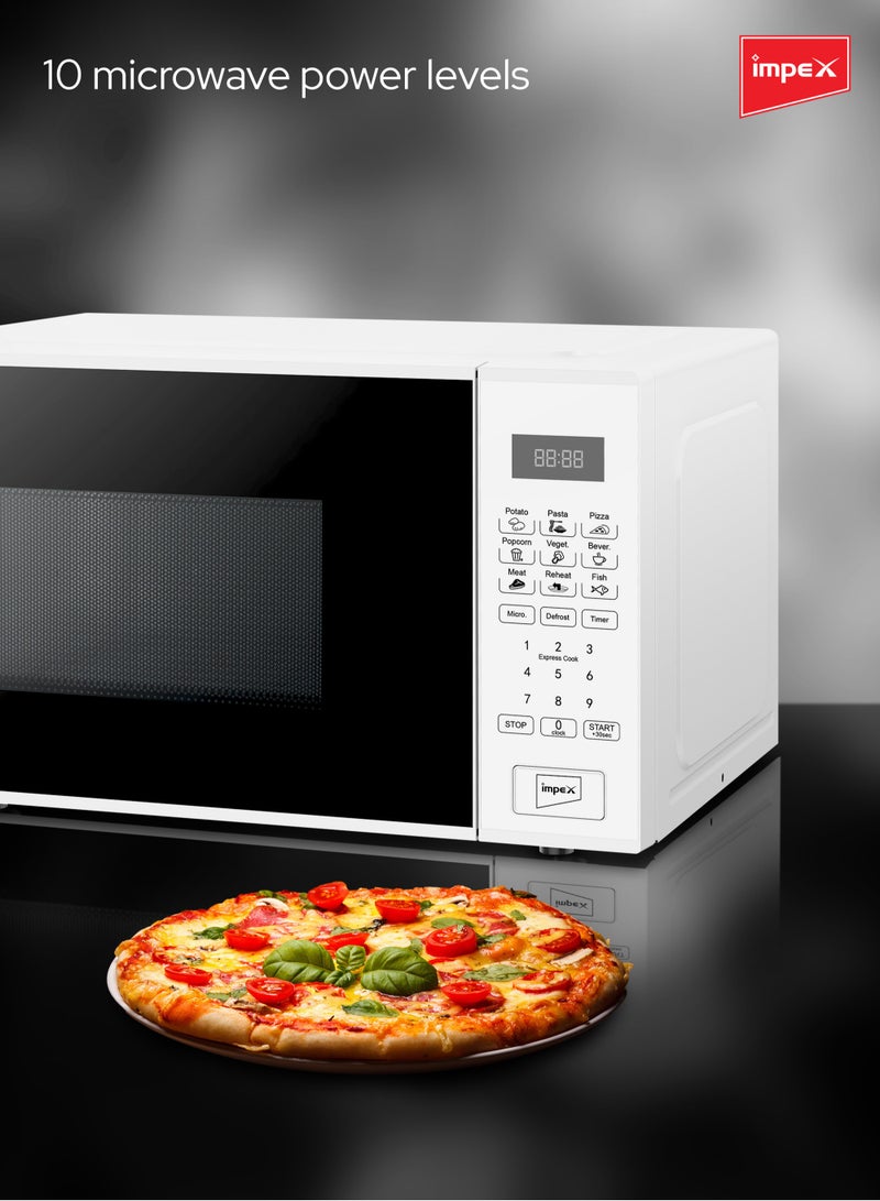 Impex 30L Digital Microwave Oven Stylish Push Button Glass Door Multiple Cooking Menus 30 L 900 W MO 8102A White  - Image 4