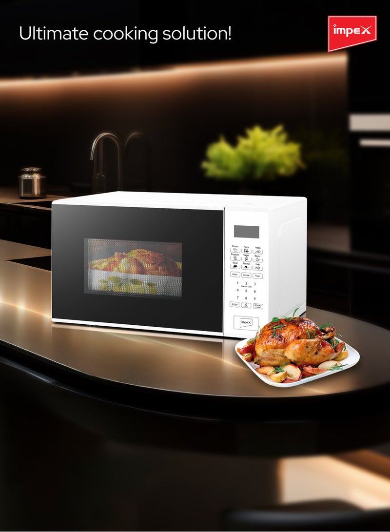 Impex 30L Digital Microwave Oven Stylish Push Button Glass Door Multiple Cooking Menus 30 L 900 W MO 8102A White  - Image 3