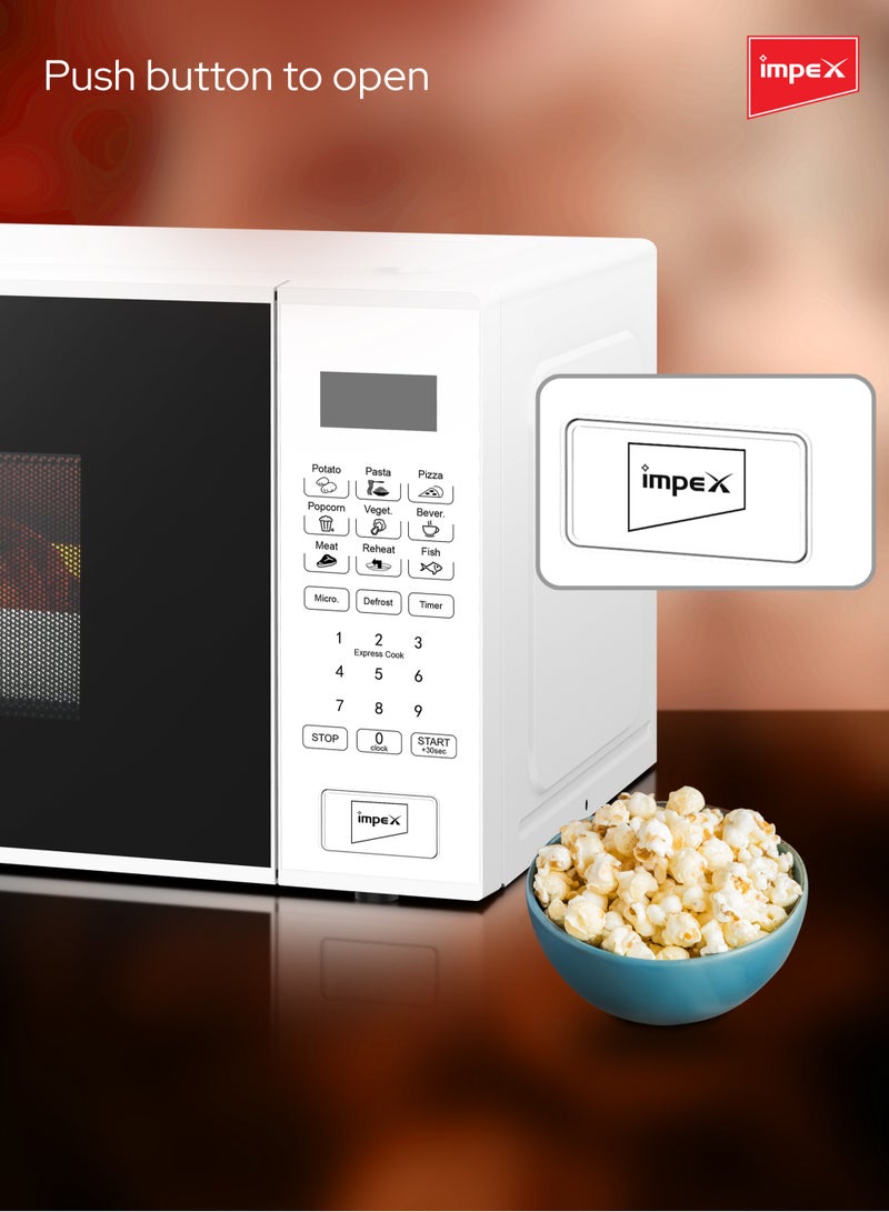 Impex 30L Digital Microwave Oven Stylish Push Button Glass Door Multiple Cooking Menus 30 L 900 W MO 8102A White  - Image 5