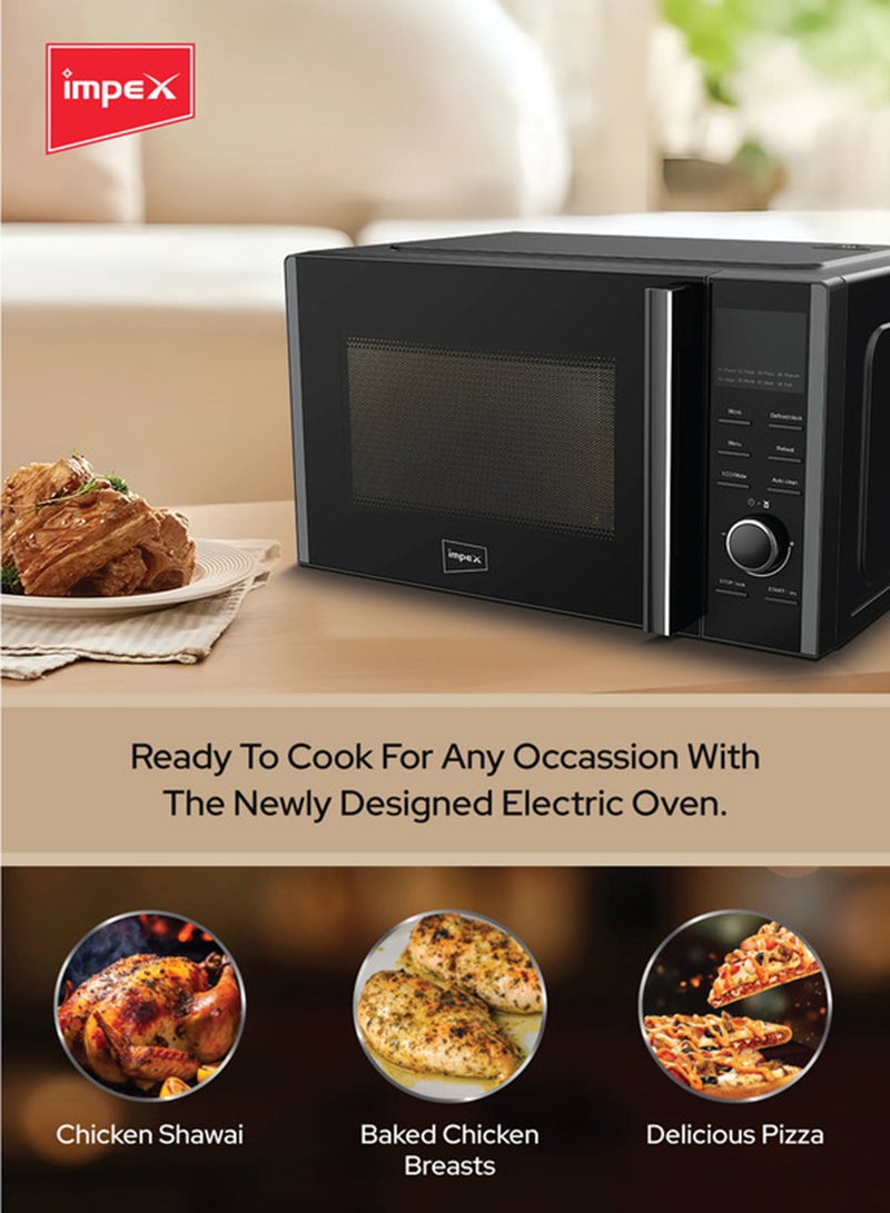Impex 30L Digital Microwave Oven (MO 8102A) | 900W Power | 5 Power Levels | 60-Min Cooking Timer | 315mm Turntable Glass Tray | Easy Pull Handle | 220-240V~50Hz | Large Capacity Kitchen Appliance 30 L 900 W MO 8102A Black - Image 4