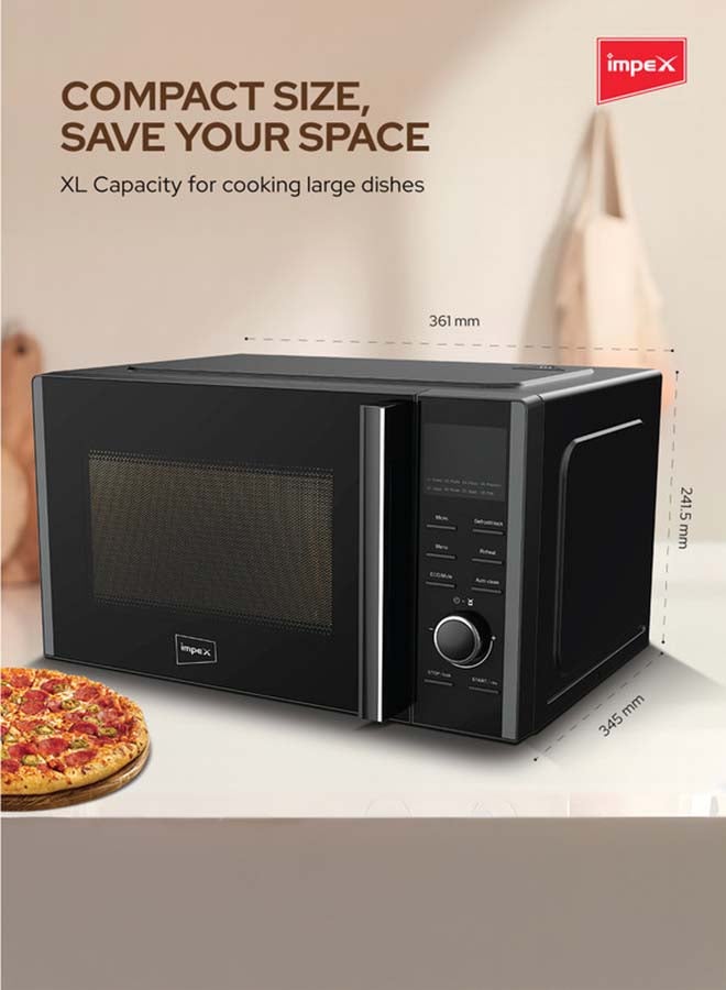 Impex Digital Microwave Oven | 950W Power | 5 Power Levels | 60-Min Cooking Timer | 315mm Turntable Glass Tray | Easy Pull Handle | 220-240V~50Hz | Large Capacity Kitchen Appliance | 30 L 950 W MO 8102A Black - Image 3