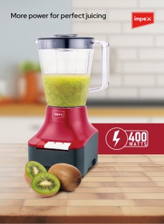 Impex Blender 3 In 1 Mixer Grinder Unbreakable Jar, Powerful Motor, 2 Speed With Pulse Control, Overheat Protection, Liquidizing Jar, Dry Grinding Jar And Chutney Jar 1.5 L 400 W BL 3533 Red  - Image 3