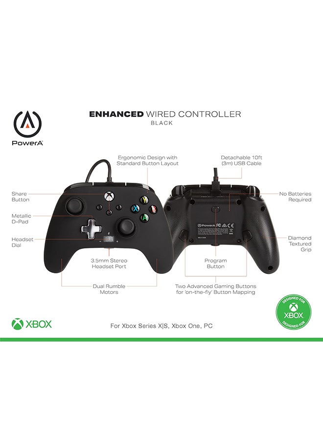 باور أيه - PowerA Enhanced Wired Gaming Controller for Xbox Series X/S, Xbox One, PC, Windows 10/11, Black - Image 1
