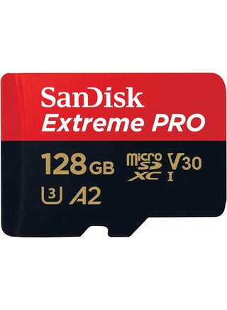 بطاقة Extreme Pro microSD UHS I سعة 128 جيجابايت لفيديو بدقة 4K على الهواتف الذكية وكاميرات الحركة والطائرات بدون طيار، قراءة بسرعة 200 ميجابايت/ثانية، كتابة 90 ميجابايت/ثانية، SDSQXCD 128G GN6MA، أحمر/أسود - pnsku/N70055335V/45/_/1710504010/8ca7d909-28be-44a2-b325-7bf711a4cd9f