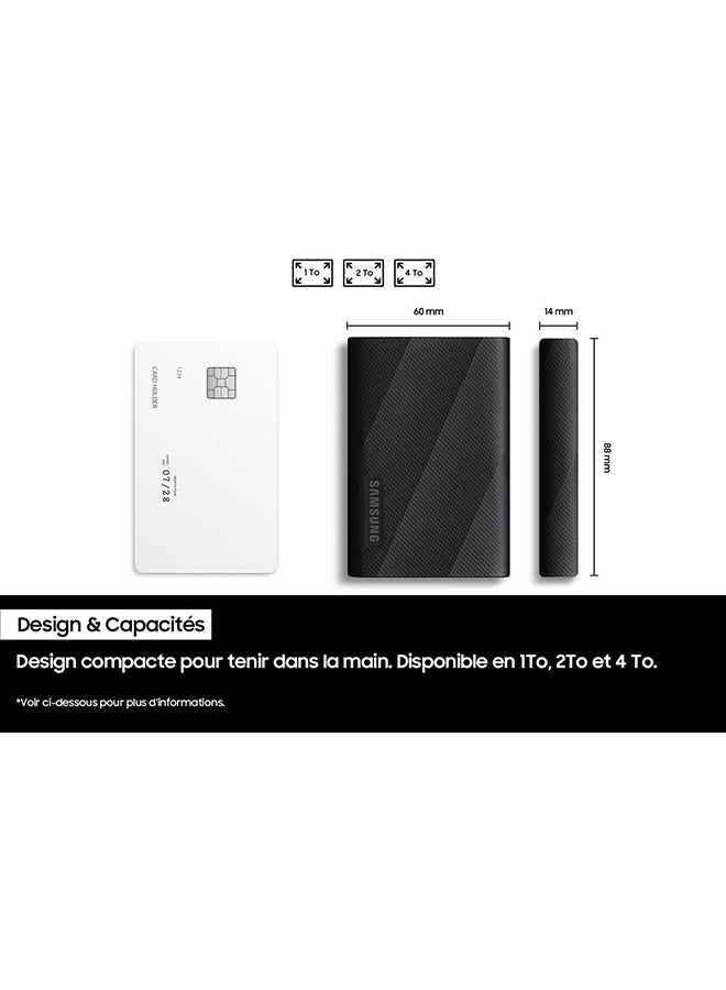 Samsung - Portable SSD-T9(MU-PG2T0B/EU), 2TB, USB3.2 Gen.2 x 2.2,000 MB/s Read, 2000MB/s Write, External Hard Drive for Professional Users, Compatible with Mac, Android Devices and 12K Cameras, Black 2 TB - Image 1