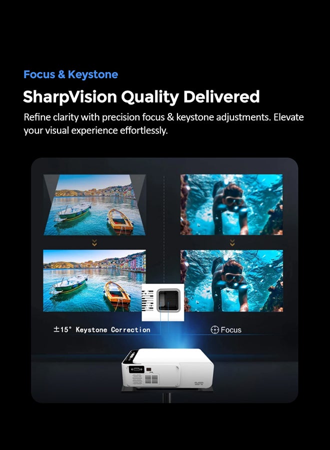 Wownect - T5 Mini Projector 100 ANSI Lumens With 100 Inch Projector Screen Airplay/Miracast Wireless Mobile Mirroring WiFi YouTube Home Theater Video Projector T5 Wifi White - Image 1