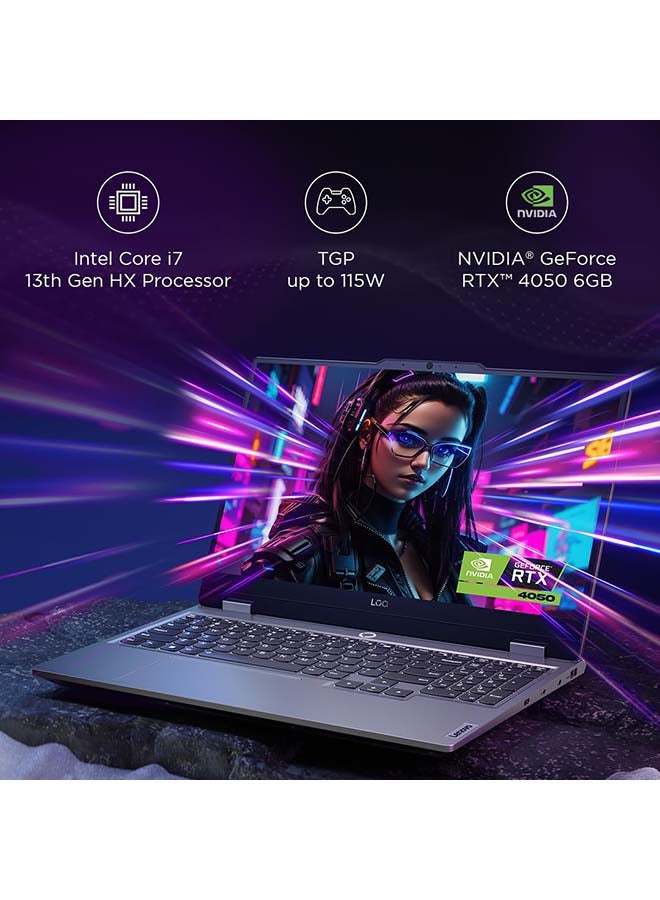 Lenovo - LOQ 15 (Upgraded Version) Laptop With 15.6-Inch Display, Core i7-13650HX Processor/16GB RAM/512GB SSD/6GB Nvidia Geforce RTX 4050 Graphics Card/Windows 11 Home + Lenovo LOQ M100 RGB Mouse English Luna Grey - Image 1