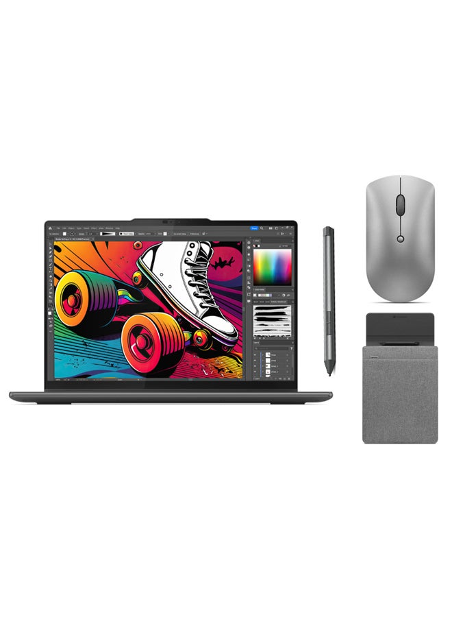 Yoga 7 2-in-1 14IML9 Laptop With 14-Inch Display, Core ultra 7-155U Processor/16GB RAM/512GB SSD/Intel Iris XE Graphics/Windows 11 Home With Lenovo 600 Bluetooth Silent Mouse + Lenovo Yoga 14-inch Sleeve + Lenovo Digital Pen English Storm Grey