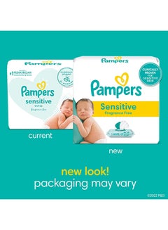 Pampers Sensitive Baby Wipes, Water Based, Hypoallergenic And Unscented, 8 Fip-Top Packs, 4 Refill Packs (1008 Wipes Total)  - Image 2