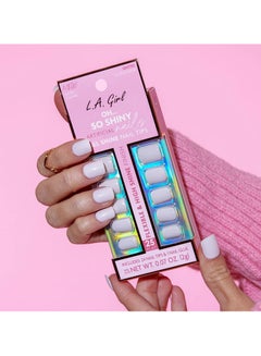 LA Girl 25-Piece Oh…So Shiny Artificial Nail Tips-Cloud Nine (Short Square) White  - Image 3