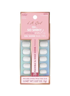 LA Girl 25-Piece Oh…So Shiny Artificial Nail Tips-Cloud Nine (Short Square) White  - Image 1