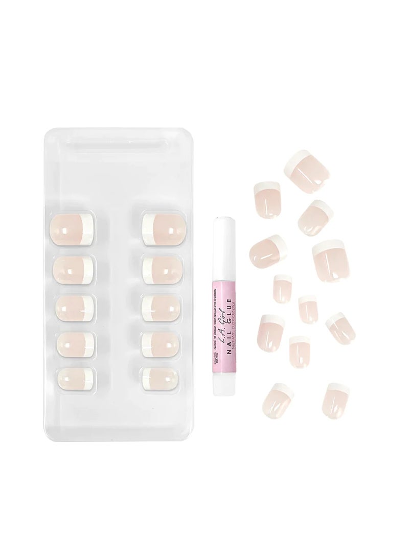 LA Girl 25-Piece Oh…So Shiny Artificial Nail Tips-Classy French Tip (Short Square) Clear  - Image 4