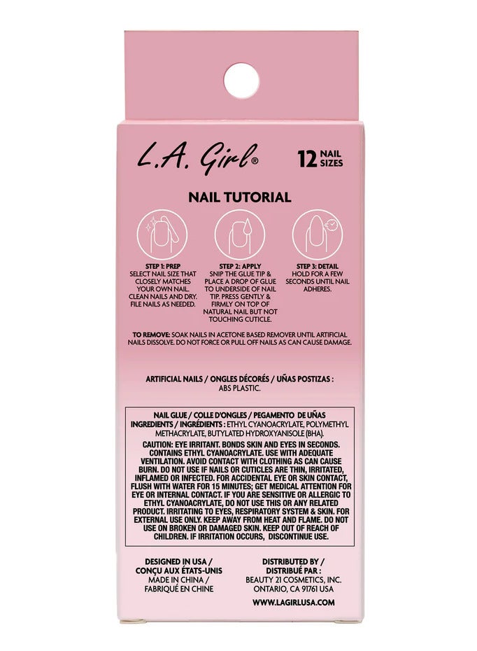 LA Girl 25-Piece Oh…So Shiny Artificial Nail Tips-Classy French Tip (Short Square) Clear  - Image 3