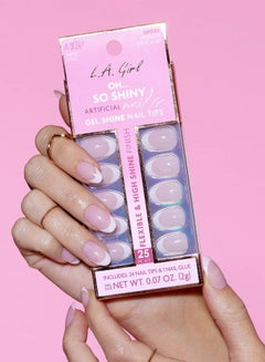 LA Girl 25-Piece Oh…So Shiny Artificial Nail Tips-Modern French Tip (Short Oval) Clear  - Image 3