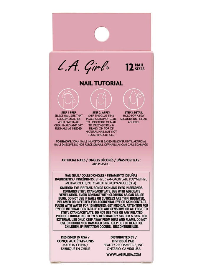 LA Girl 25-Piece Oh…So Shiny Artificial Nail Tips-Wildest Dream (Short Square) Pink  - Image 2