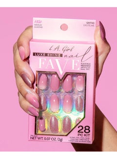 LA Girl 28-Piece Luxe Shine Nail Fave Artificial Nail Tips-Excite Me(Medium Almond) Purple  - Image 3
