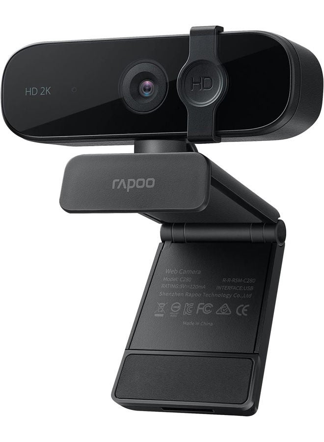 Rapoo Webcam 2K Hd USB2.0 Mic Rotatable Camera Black - Image 1