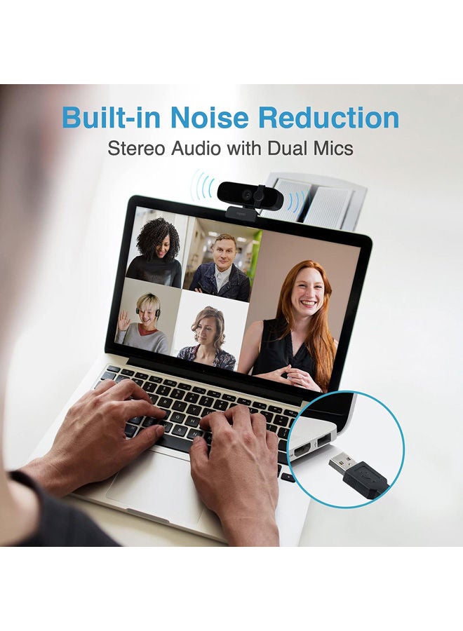 Rapoo Webcam 2K Hd USB2.0 Mic Rotatable Camera Black - Image 3