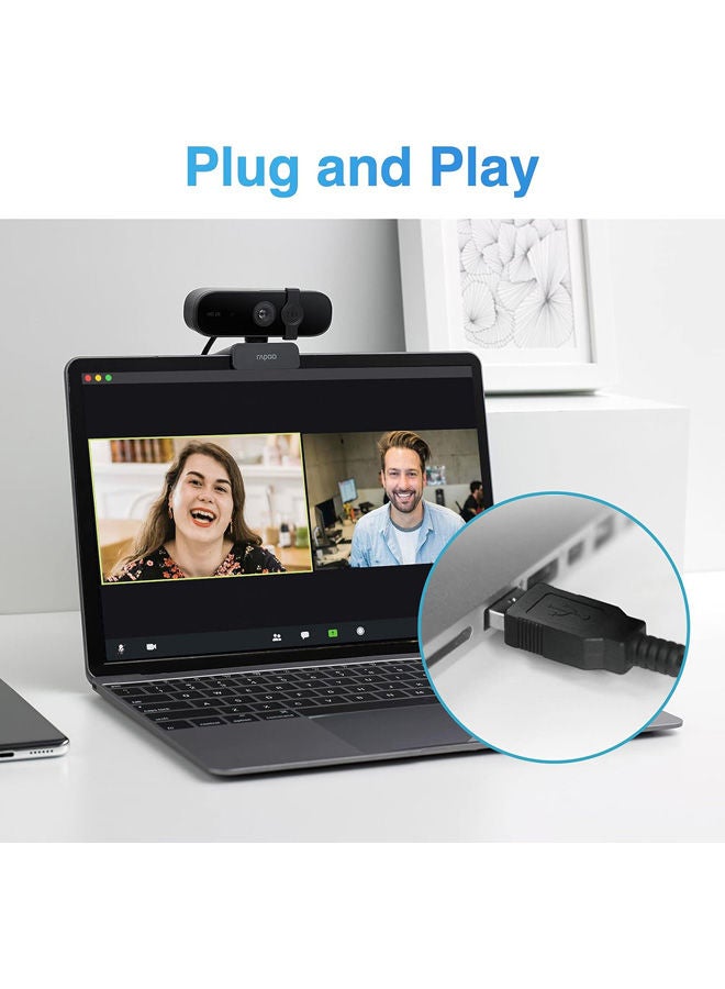 Rapoo Webcam 2K Hd USB2.0 Mic Rotatable Camera Black - Image 4