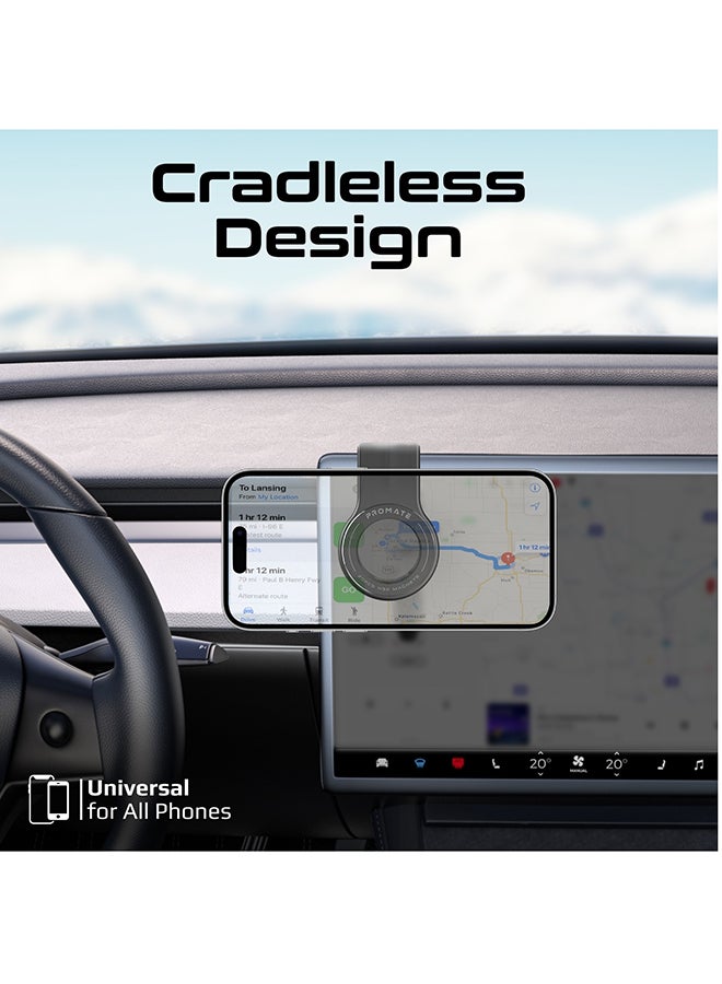 Premium Car Phone Holder, Robust Magnetic Dashboard Compact Mount with N52 Magnets, Metal Ring, 360° Rotation, Cradleless Design, Anti-Distraction, One-Hand Operation Black