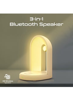 بروميت مصباح LED ليلي مع شاحن لاسلكي Qi بقدرة 15 وات ومكبر صوت بلوتوث وسطوع قابل للتعديل وحماية الشحن والتحكم باللمس وتصميم أنيق وصوت محيطي 360¬∞ أبيض  - Image 2