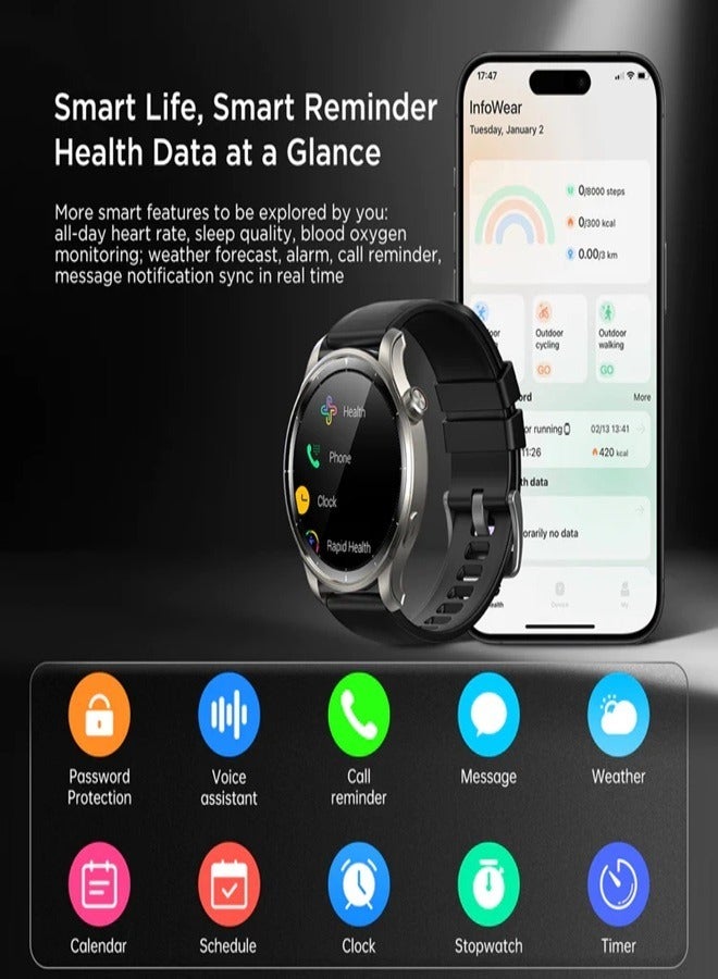 JOYROOM - 300 mAh Venture Series Smart watch with AMOLED Always On Display Smartwatches, BT Calling IP8 Waterproof Fitness Watch with Heart Sleep Monitor for Android iOS Black - Image 1