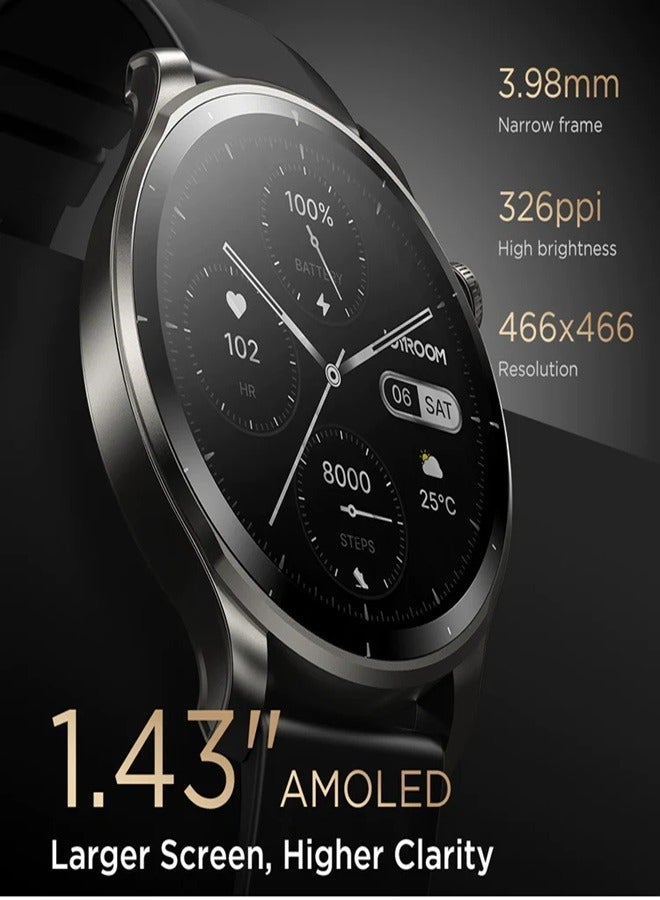 JOYROOM - 300 mAh Venture Series Smart watch with AMOLED Always On Display Smartwatches, BT Calling IP8 Waterproof Fitness Watch with Heart Sleep Monitor for Android iOS Black - Image 1