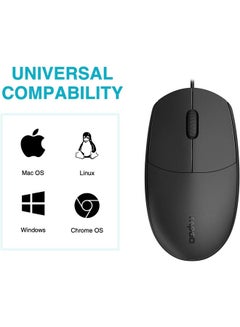 Rapoo N100 Wired Optical Mouse Black  - Image 2