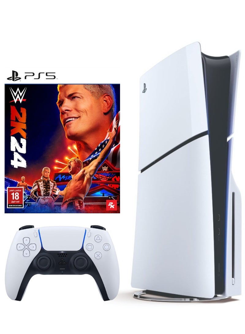 Sony PlayStation 5 Disc Console (Slim) With WWE 2K24  - Image 1