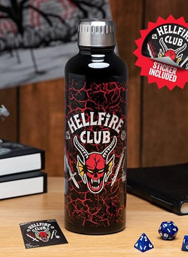Paladone Paladone Stranger Things Hellfire Club Metal Water Bottle | Horror Movie Merchandise Stainless Steel Waterbottle with Lid | 500ml  - Image 4