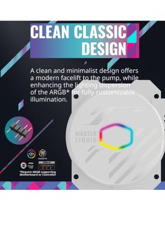 COOLER MASTER Master Liquid 360L Core White 360mm Close-Loop AIO Liquid Cooler, ARGB Sync, Gen S Coldplate Pump, 120mm PWM, CryoFuze 14W/Mk, AMD Ryzen AM5/AM4, Intel LGA1700/1200 (MLW-D36M-A18PZ-RW)  - Image 4