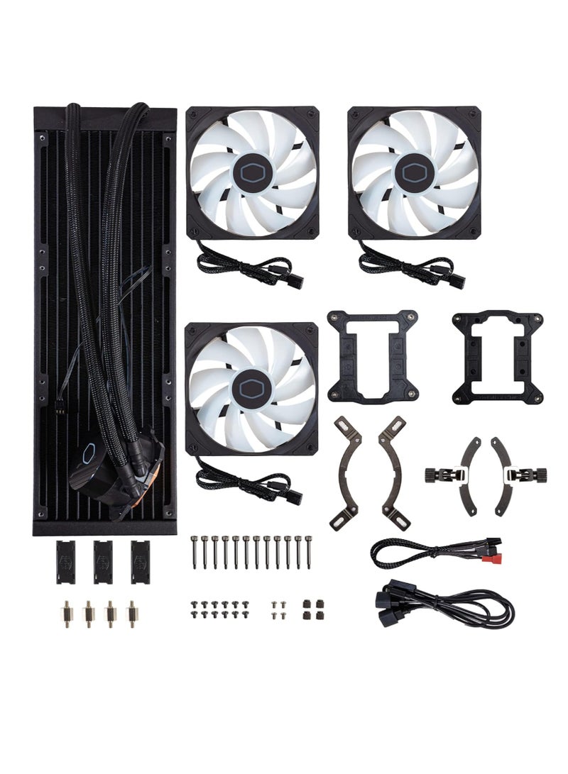 COOLER MASTER - Master Liquid 360L Core ARGB 360mm Close-Loop AIO Liquid Cooler, ARGB Sync, Gen S Coldplate Pump, 120mm PWM, CryoFuze 14W/Mk, AMD Ryzen AM5/AM4, Intel LGA1700/1200 (MLW-D36M-A18PZ-RW) - Image 1