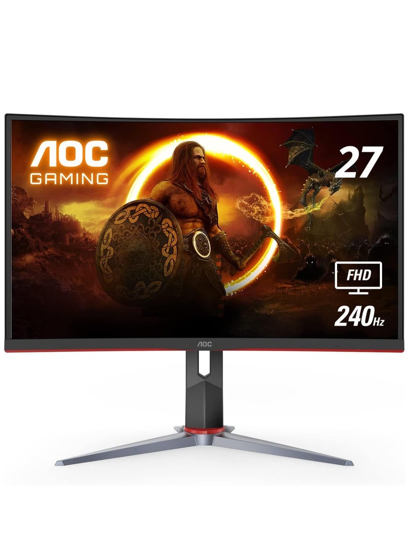 AOC - AOC C27G2Z 27 Inches Curved Frameless Ultra-Fast Gaming Monitor, FHD 1080p, 0.5ms 240Hz, FreeSync, HDMI/DP/VGA, Height Adjustable Black - Image 1