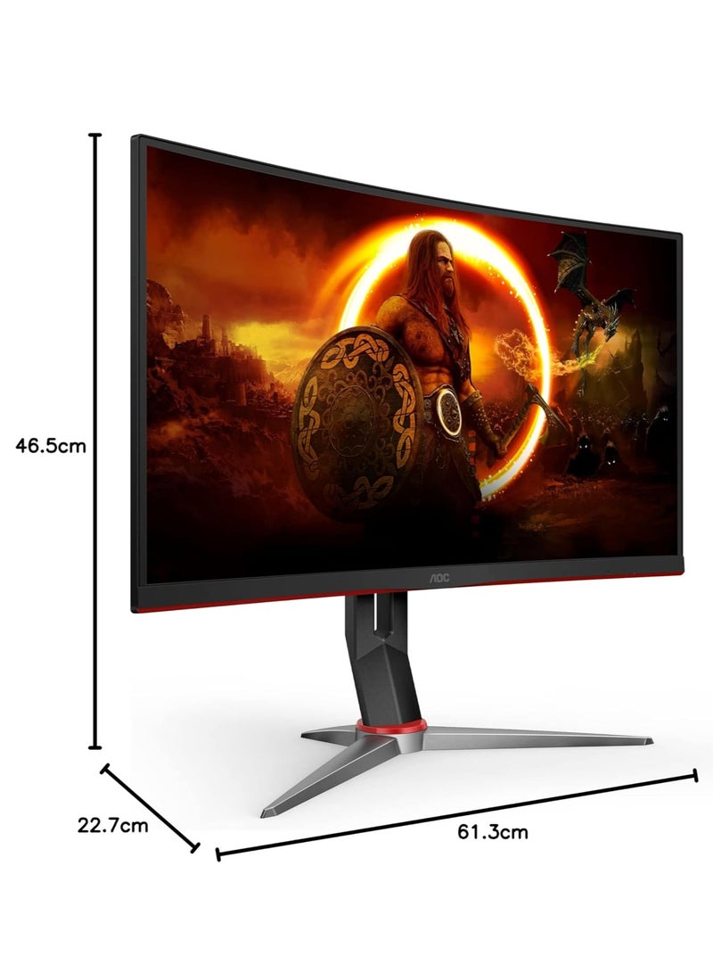 AOC - AOC C27G2Z 27 Inches Curved Frameless Ultra-Fast Gaming Monitor, FHD 1080p, 0.5ms 240Hz, FreeSync, HDMI/DP/VGA, Height Adjustable Black - Image 1